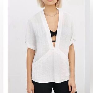 Urban Outfitters Silence & Noise Carson
Plunge-Front White Top